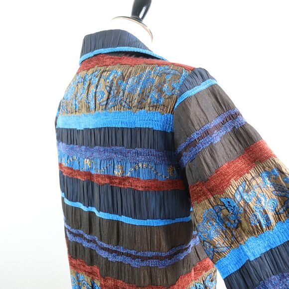 Vintage Graff Size S Mixed Media Jacket Art-To-Wear Blue Red Brown - Picture 5 of 10